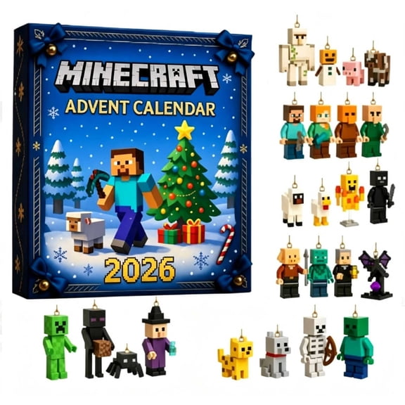 Mine Buiding Blocks Advent Calendar 2026, 24Pcs Christmas Hanging Ornaments Countdown Calendar, Holiday Gift for Game Fans & Kids