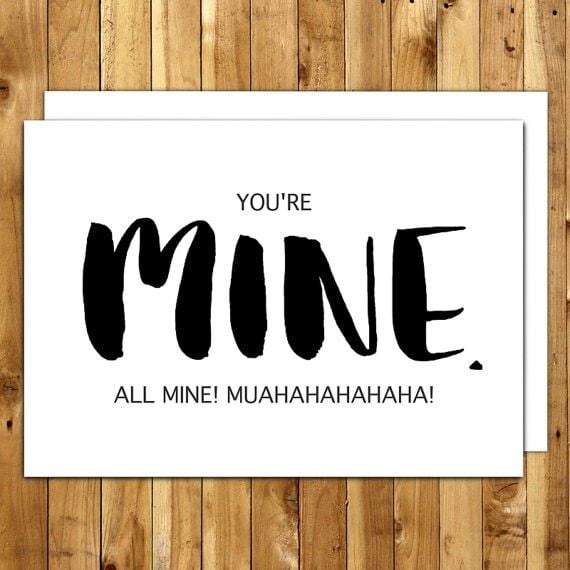 You're Mine Card – Humorous Love Note with “All Mine! Muahahahaha!” Text – Blank Inside, Envelope Included – Perfect for Anniversaries, Valentine's Day, or Just Because