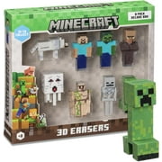 Mine Craft 3D Erasers, 8-Pack Deluxe Collector Set, 12 Iconic Characters to Collect, Own The Entire Series (- Steve - Creeper - Wolf - Zombie - Iron Golem - Skeleton - Ghast - Villager)