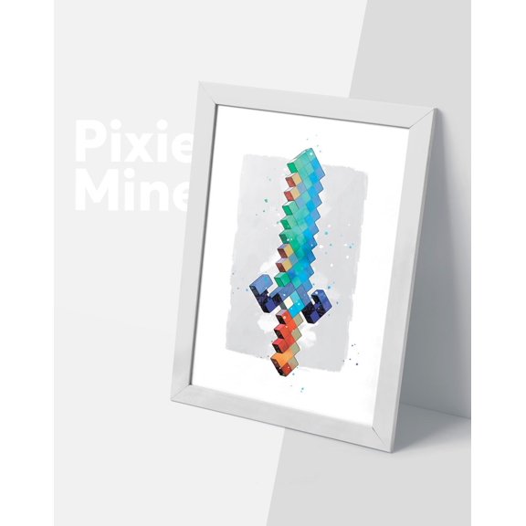 Mine Game Sword Pixel Poster Print 8x12 UNFRAMED