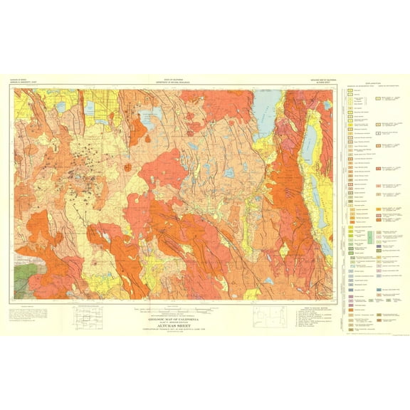 Historic Mine Map - Alturas California Geologic Sheet - Gay 1956 - 35.92 x 23 - Vintage Wall Art