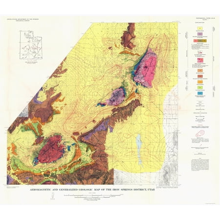 Historic Mine Map - Utah Iron Springs District - USGS 1944 - Vintage Wall Art