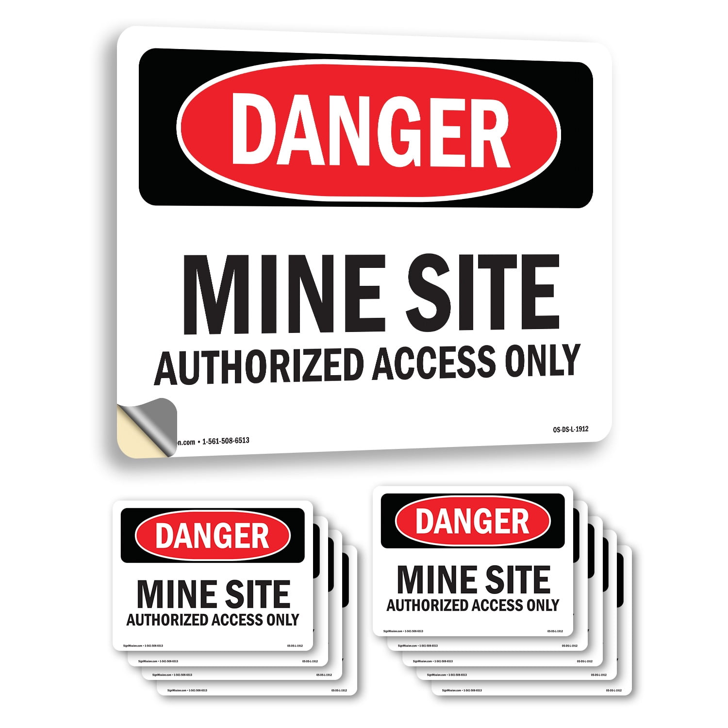 Mine Site Authorized Access Only OSHA Danger Vinyl Decal Label 18 Inch ...
