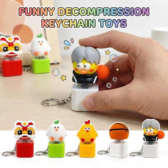 Mine Sound Button Keychain, Rechargeable Fidget Button Keychain with Real Sound LED Light, Funny Panic Button Keychain Gift for Adults，Style1