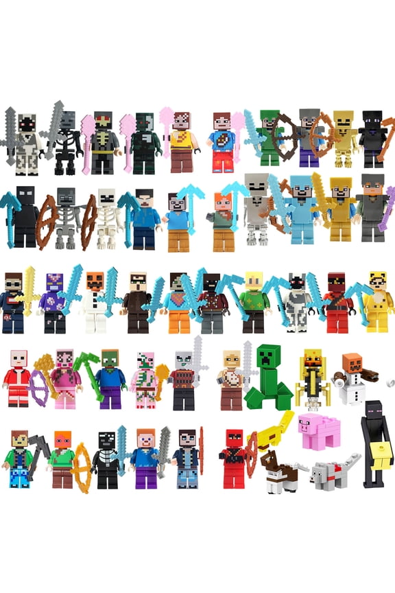 Mine-craft Action Figures & Accessories 50-Pack, 1.77-inch Scale Collectible Sets (Characters May Vary)