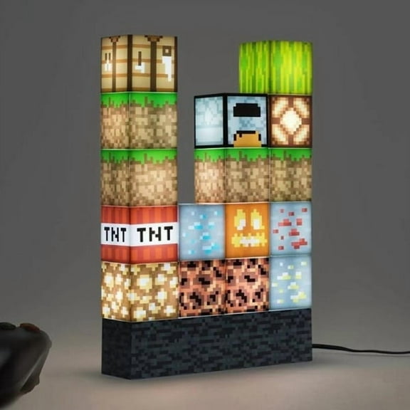 Mine-craft Stitching Lamp Night Light USB-Powered Building Block Decor shzyhw