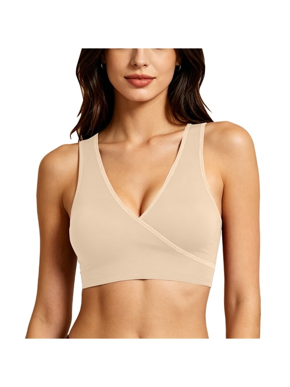 1 PC Women Cross Front Wrap Wide Strap Wireless Sleeping Lounge Bra