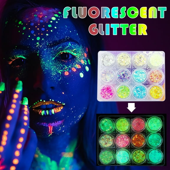 Mineart 12 Colors Glow In The Dark Nail Sequins Luminous Sparkling Stage Performance Daily Manicure Accessory