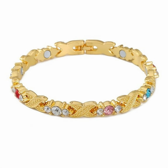 Mineart 14K Gold Plated Tennis Bracelet for Women - Colorful Birthstone 6mm Round CZ Gemstones, Perfect Anniversary Birthday Gift