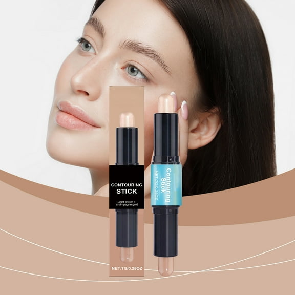 Mineart 2-in-1 Facial Highlight and Contour Stick Creamy Blendable Face Sculpting Stick Waterproof Longwear for Cheek Nose Facial Makeup Daily Use