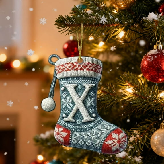 Mineart 26 Letters Acrylic Christmas Stocking Ornaments, Style Hanging Decor for Christmas Trees, Personalized Festive Holiday Gift for Family and Friends