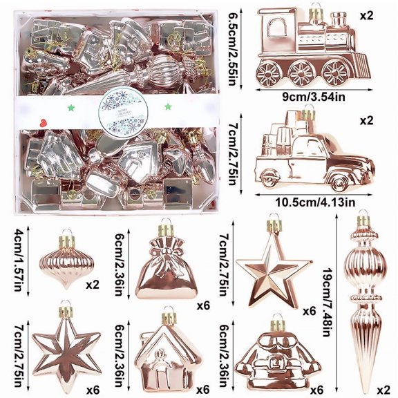 Mineart 28PCS Christmas Tree Bauble Ornaments, Hanging Decor for Home and Party Spaces, Bulk Set for Full Tree and Tabletop Decor