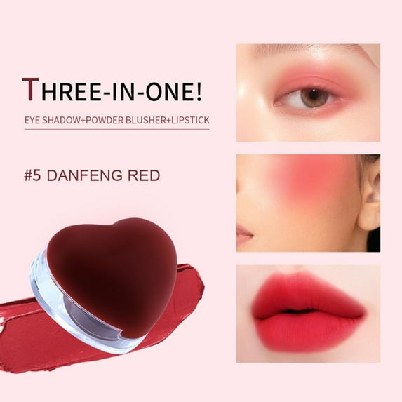 Mineart 3 In 1 Matte Velvet Heart Shape Long Lasting Lip Mud 3g, Hydrating Pigmented Formula, Transfer Resistant Non Stick, 3 Shade All In One Lip Color Essential