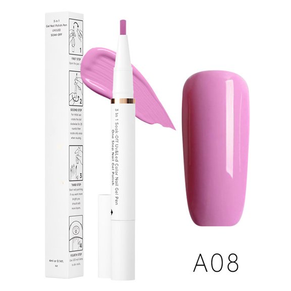 Mineart 3 in 1 Multi Functional Gel Nail Polish Pen, All In One Color + Base + Top Coat Formula, Quick Dry Longwear Pigment, Easy Application for Daily Nail Manicure Use