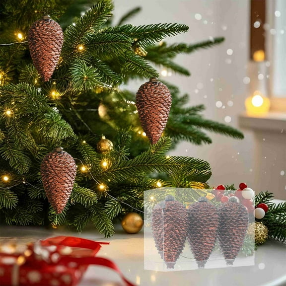 Mineart 3 Pieces Special Shaped Pines Cones Pendants, Plastic Christmas Tree Decorations, Unique Shape for Eye-catching Tree Accents
