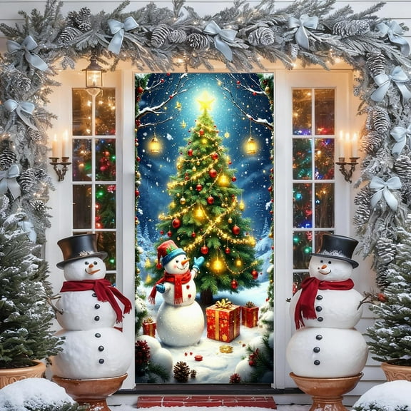 Mineart 35 X 72 Inch Christmas Door Cover, Door Curtain for Doors and Walls, Suitable for Home and Party Venues