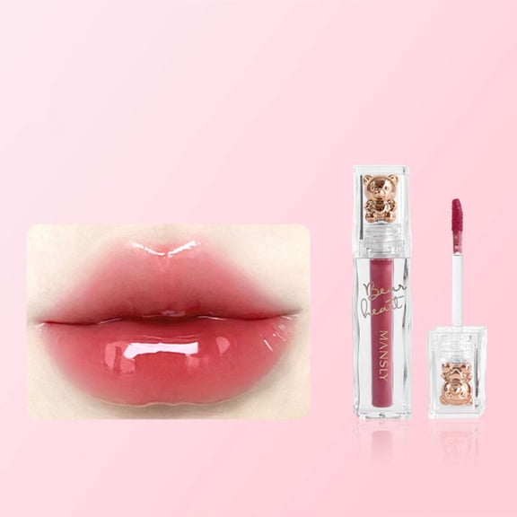 Mineart 4-Color Mirror Lip Glaze-Long Lasting Moisturizing Stylish And Shiny Easy To Removemakeup Cute Bear