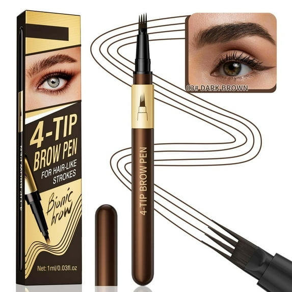 Mineart 4 Fork Eyebrow Pencil, Waterproof Smudge Proof Sweatproof Formula, 4 Claw Simulated Liquid Brow, Natural Hair Texture, Longwear 3D Wild Brow Makeup Essential