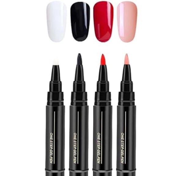 Mineart 4 PCS Gel Nail Polish Pens, 4 Pack Rich Pigment Gel Shades, Quick Dry One Stroke Application, Chip Proof Longwear Formula, Daily At Home Nail Art Manicure Use