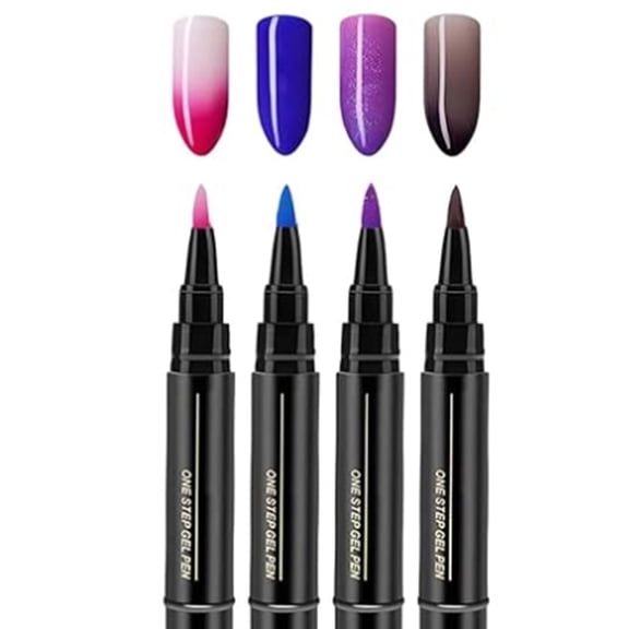 Mineart 4 PCS Gel Nail Polish Pens, 4 Pack Rich Pigment Gel Shades, Quick Dry One Stroke Application, Chip Proof Longwear Formula, Daily At Home Nail Art Manicure Use