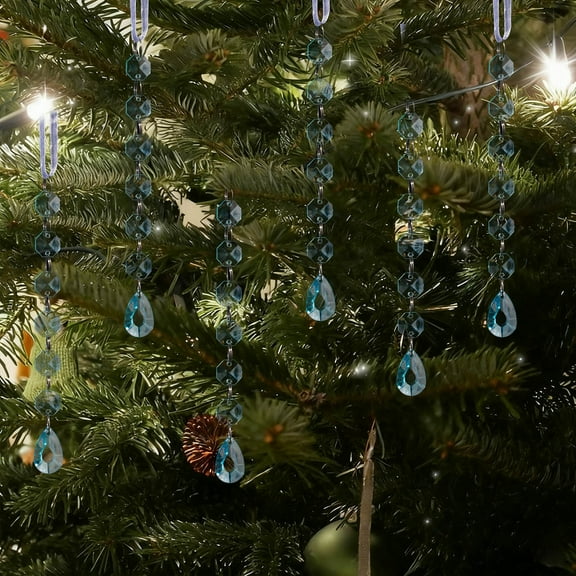 Mineart 6pcs Christmas Snowflake Acrylic Crystal Decorations, Hanging Icicle Water Drop Pendants, Adds Winter Wonderland Charm to Festive Spaces