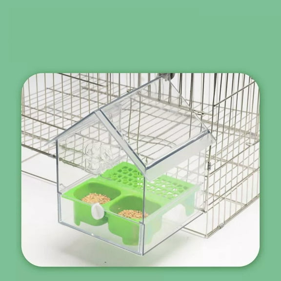 Mineart Bird Cage Feeder with Bowl, 2 in 1 No Mess Bird Feeder and Transparent Parakeet Bathtub with Bottom Drawer Hanging Tube Shower Box for Birds Budgies Parakeet Small Parrot Cockatiels