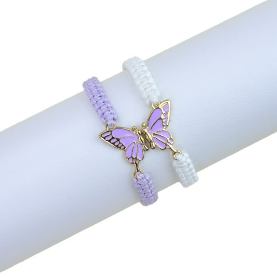 Mineart Bracelets, Butterfly Friendship Bracelets Adjustable Strand Best Friends Bracelet, Handmade Charm Couples Jewelry Gifts for Women Couples