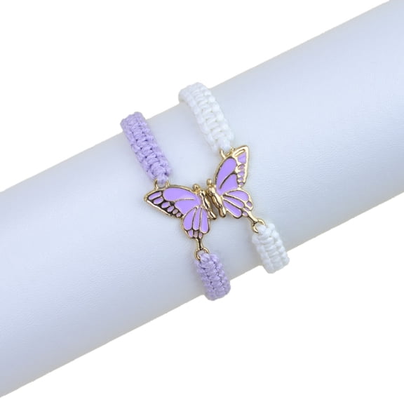 Mineart Bracelets, Butterfly Friendship Bracelets Adjustable Strand Best Friends Bracelet, Handmade Charm Couples Jewelry Gifts for Women Couples