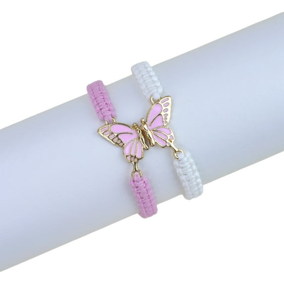 Mineart Bracelets, Butterfly Friendship Bracelets Adjustable Strand Best Friends Bracelet, Handmade Charm Couples Jewelry Gifts for Women Couples