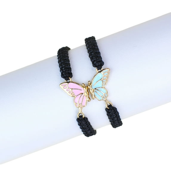 Mineart Bracelets, Butterfly Friendship Bracelets Adjustable Strand Best Friends Bracelet, Handmade Charm Couples Jewelry Gifts for Women Couples