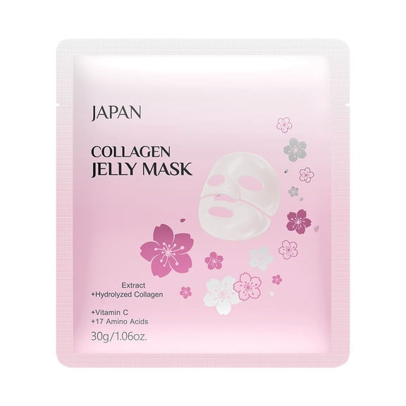 Mineart Collagen Jelly Facial Mask Set 5pcs Hydrating Moisturizing Nourishing Daily Skincare Treatment For Glowing Skin 1.06 Oz Each