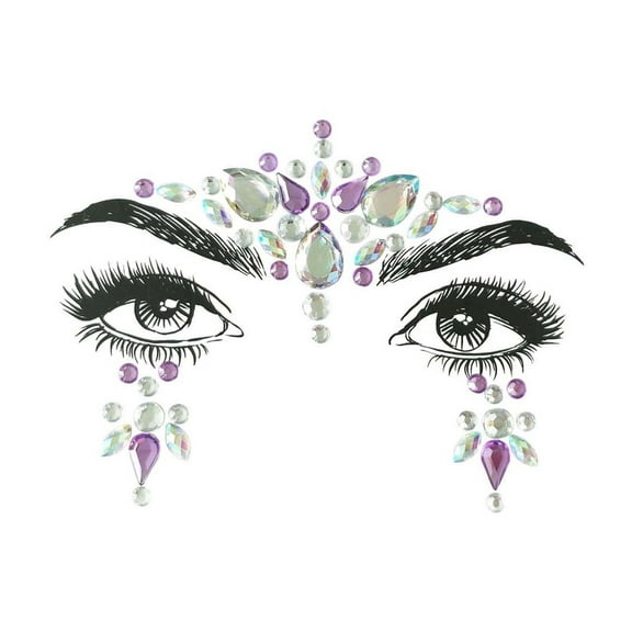 Mineart Crystal Rhinestone Face Sticker Forehead Sticker Self-adhesive Sparkling Glitter Sticker for Party Festival Wedding Makeup Face Body Decoration Fashion Accessory