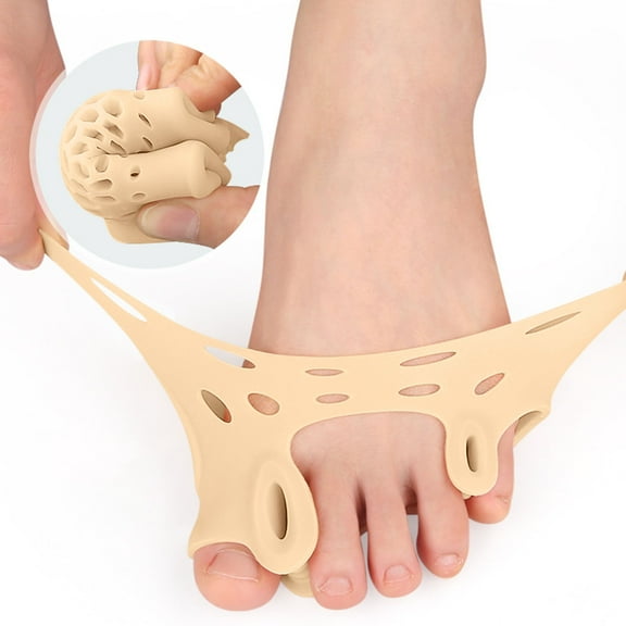 Mineart Double Hole Hallux Valgus Toe Separator Soft Flexible Toe Corrector Comfortable Wear Relieve Foot Pressure For Daily Walking Sports