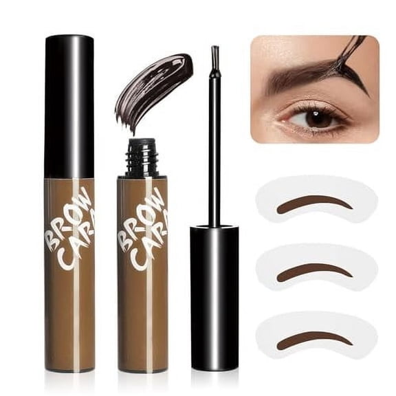 Mineart Eyebrow Color Peel-Off Eyebrow Tint Cream Semi-Permanent Waterproof Long-Lasting Transfer-Proof with Eyebrow Card for Defined Brow Makeup