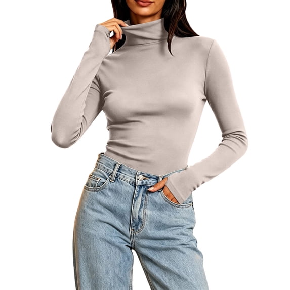 Mineart Fleece Lined Turtleneck Base Layer Top for Women Long Sleeve Slim Fit Thermal Layering Tee