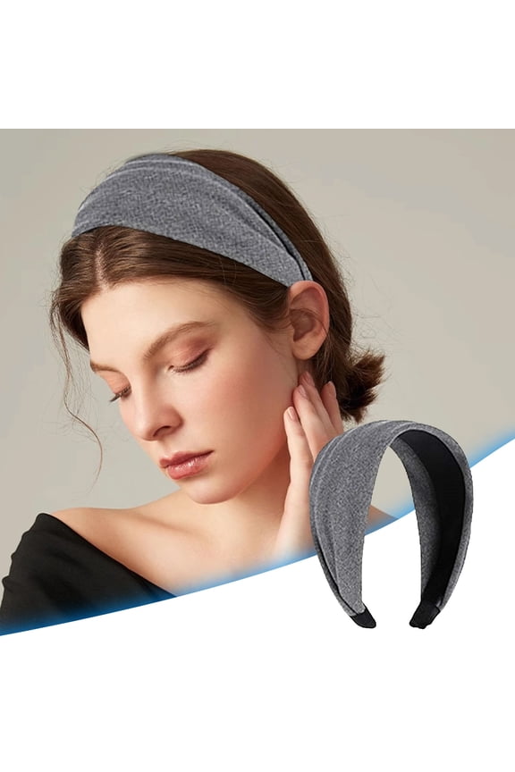 Gray Wide Headband For Women High Skull Top Non Slip Design Face Washing Daily Fashion Hair Accessory