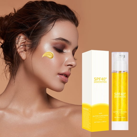 Mineart L-Mark Shimmer Sunscreen Golden Amber Color, SPF UV Protection, Glitter Shimmer Finish, Lightweight Hydrating, Face Body Sun Care for Daily Makeup & Outdoor Use