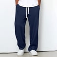 thumbnail image 1 of Mineart Men Elastic Drawstring Waist Solid Long Pants Multi Pocket Loose Casual Street Trousers for Daily Wear, 1 of 5