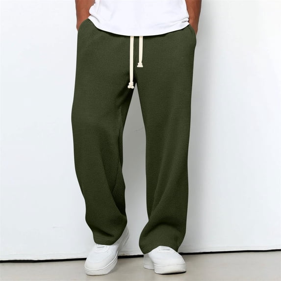 Mineart Men Elastic Drawstring Waist Solid Long Pants Multi Pocket Loose Casual Street Trousers for Daily Wear
