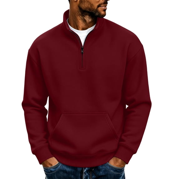 Mineart Men Quarter Zip Pullover 1/4 Zip Mock Neck Fleece Sweatshirt Long Sleeve Tops