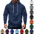 thumbnail image 1 of Mineart Men's Cargo Solid-Color Fashionable Pocket Quarter Zip Long Sleeve Sweatshirt Sports Ditness Training Hooded with Multiple Pockets Drawstring, 1 of 4