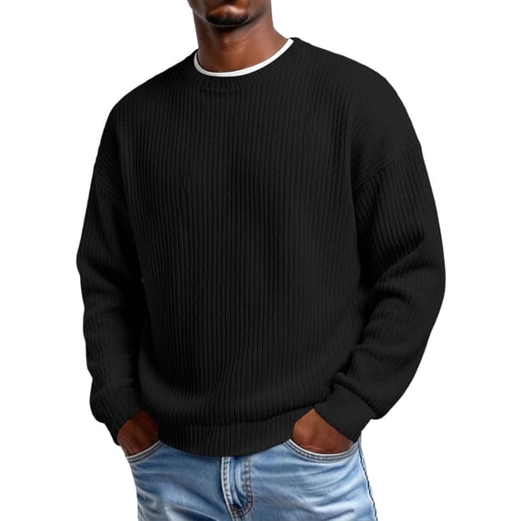 Mineart Men's Crew Neck Sweater Lightweight Ribbed Knit Pullover Long Sleeve Sweaters Top