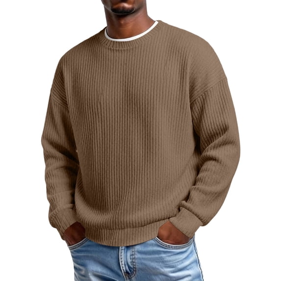 Mineart Men's Crew Neck Sweater Lightweight Ribbed Knit Pullover Long Sleeve Sweaters Top