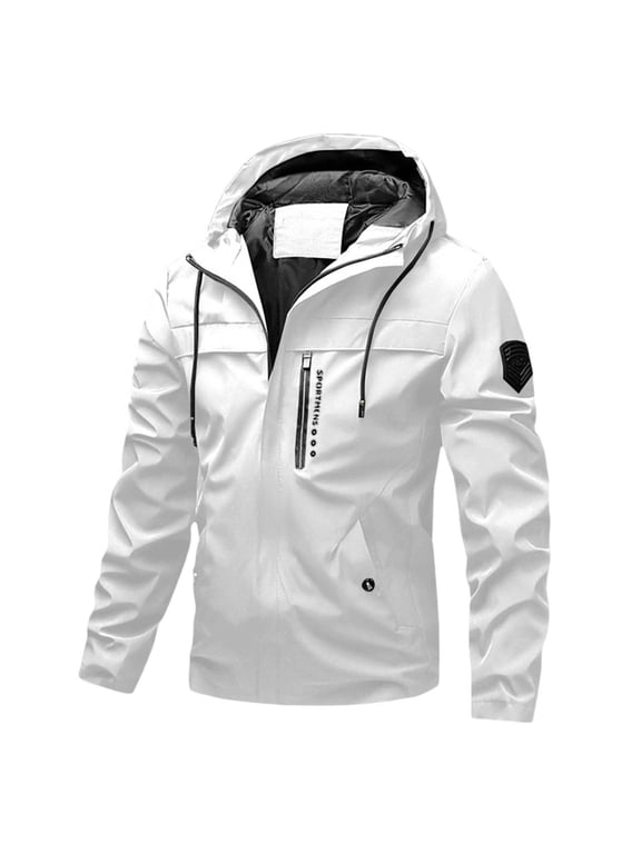 Men's Hooded Waterproof Softshell Jacket Zip Up Long Sleeve Windproof Coat
