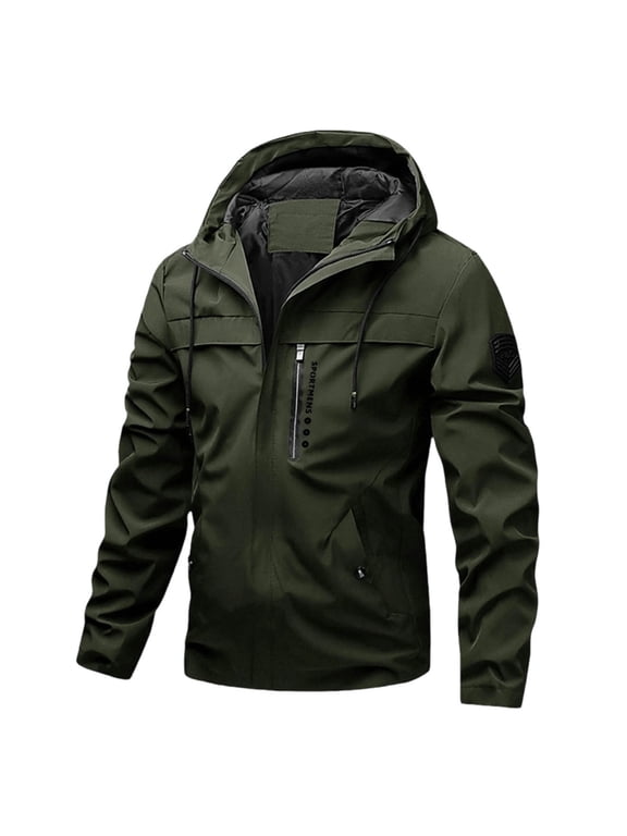 Men's Hooded Waterproof Softshell Jacket Zip Up Long Sleeve Windproof Coat