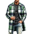 thumbnail image 1 of Mineart Men's Plaid Trench Coat Lapel Collar Mid Long Jacket Winter Outwear, 1 of 6