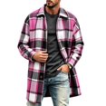 thumbnail image 1 of Mineart Men's Plaid Trench Coat Lapel Collar Mid Long Jacket Winter Outwear, 1 of 6