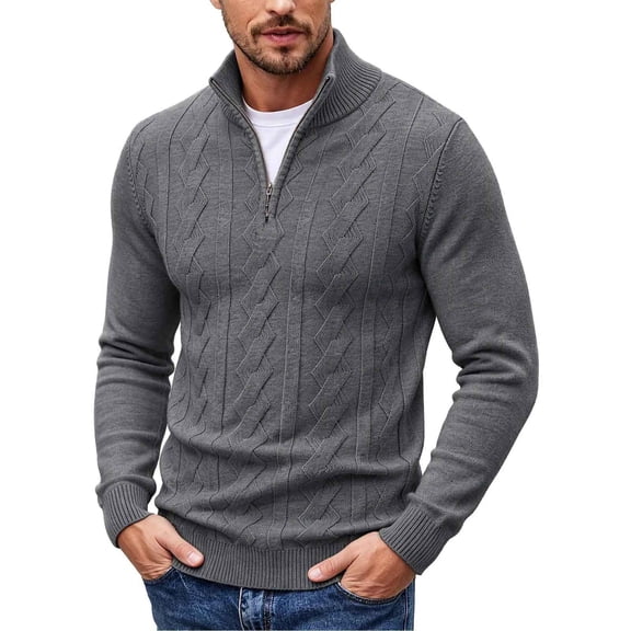 Mineart Men's Quarter Zip Pullover Sweater Cable Knit Sweaters