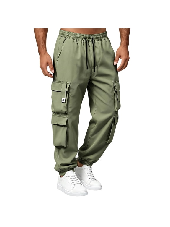 Men's Tech Jogger Style Cargo Pants Abrasion-resistant Waterproof Lightweight Trousers Versatile Multi-pocket Wear Work Pants