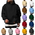 thumbnail image 1 of Mineart Mens Solid Color Hoodies Loose Fit Drawstring Pullover Casual Fashion Long Sleeve Hooded Sweatshirts with Pocket, 1 of 5